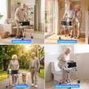 Walkers for Seniors with Seat, Lightweight Folding Walker with Storage Bag, Adjustable Height Rolling Walkers with 5" Wheels, Aluminum Standard Walker, Supports Up to 330 Pounds, Silver