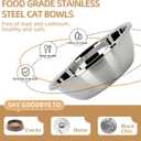 Elevated Cat Bowl, Raised Cat Food and Water Bowl Set for Indoor Cats, Splash Proof with 2 Stainless Steel Pet Food Bowls for Cats and Puppies, Whisker Fatigue and Dishwasher Safe - White