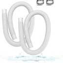 1.5" x 59" Pool Hoses for Above Ground Pools 2-Pack Pool Pump Replacement Hose with 8 Clamps, Compatible with Intex, Coleman, Summer Waves Pool Pumps & Filters (White 2pcs-1.5)