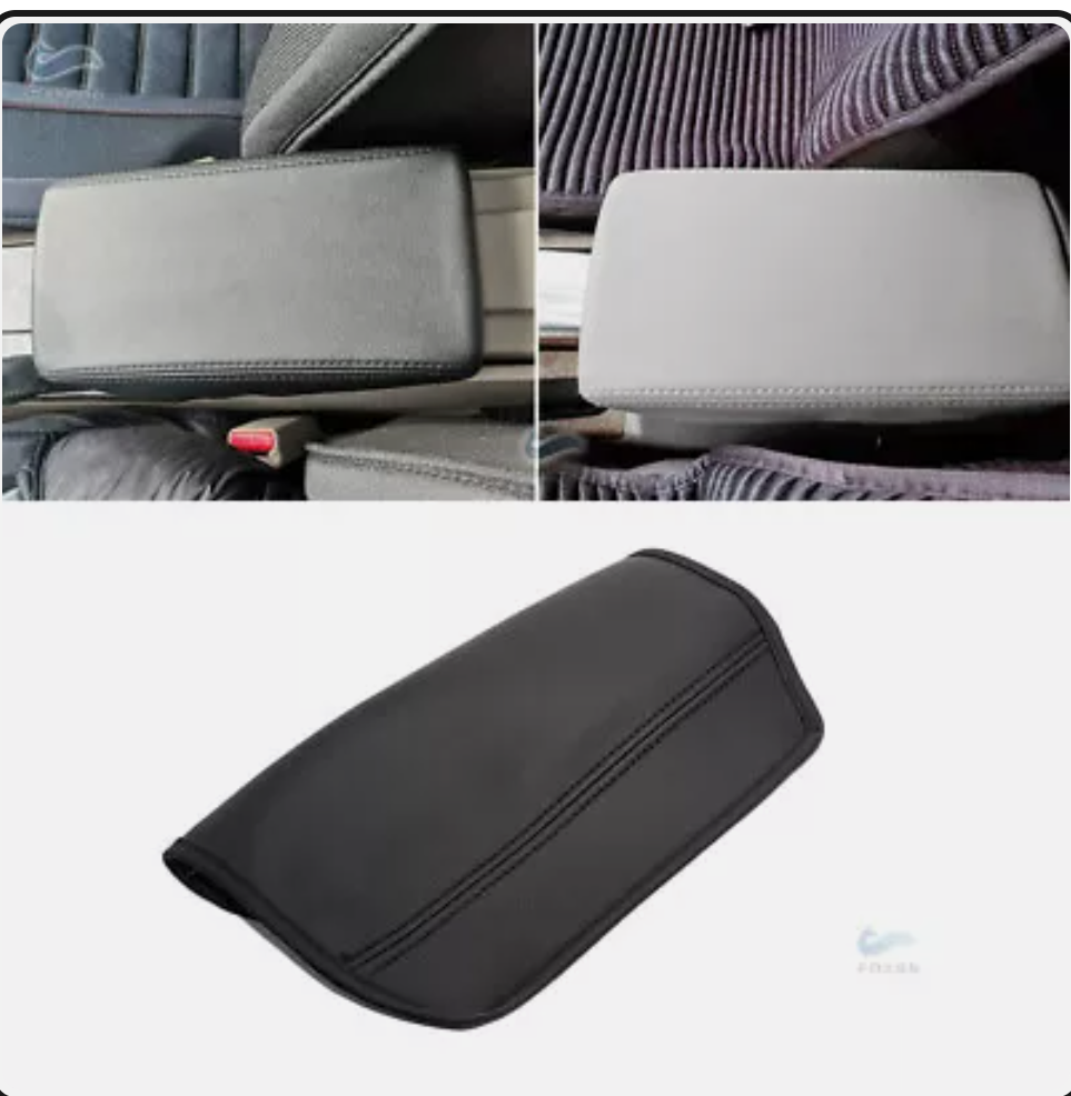 Black Leather Console Armrest Cover For Honda Accord 7th Gen 03-07 Double Band