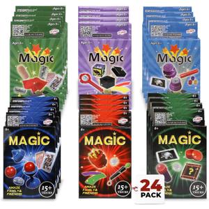 Playkidz 24 Packs of Magic Trick for Kids - Party Favors Magic Set with Over 15 Tricks Each, Made Simple, Magician Pretend Play, Birthday, Indoor/Outdoor Fun Games