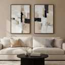 Zessonic Neutral Abstract Wall Art, Modern Textured Wall Decor, 24"x36"x2, 24" x 36" x 2 Panels Framed