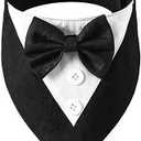 ADOGGYGO Formal Dog Tuxedo, Wedding Dog Bandana Collar with Bowtie, Adjustable Pet Birthday Wedding Tux Outfit for Medium Dogs (XL, Black)