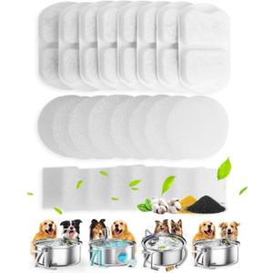 oneisall Dog Water Fountain for Large Dogs, 7L/230oz/1.8G Stainless Steel Dog Fountain Super Quiet with Triple Filtration, Great for Large Dogs Cats and Multi-Pet Home (8 Set Filters for 7L Dog Fountain)