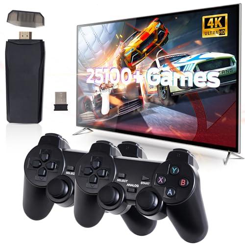 Retro Game Console, Retro Gaming Console, Wireless Retro Game Console, Plug & Play Video TV with 25100+ Built-in Games, 4K HDMI Output, and 2.4GHz Wireless Controller, 9 Classic Emulators (Black)