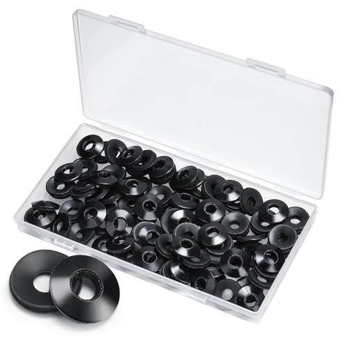 100 PCs 3/8" EPDM Bonded Sealing Washers, 304 Stainless Steel Rubber Roof Screw Washers for Metal Panels & Outdoor Projects, Black
