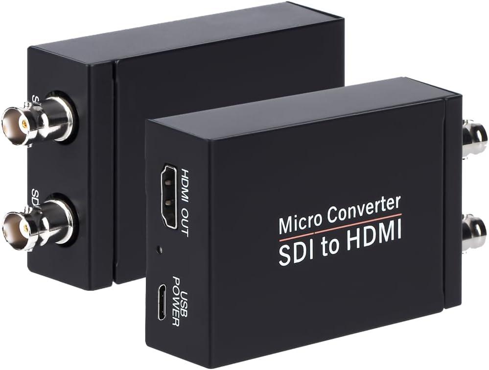 Anber-Tech SDI to HDMI Converter, SDI to HDMI Audio De-embedder Support 3G-SDI, HD-SDI, SD-SDI Auto Format Detection and Stereo Audio De-embedder, SDI Loopout (Black)