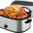SUNVIVIPRO Roaster Oven 28 Quart, Electric Turkey Roaster with Self-Basting Lid, Removable Pan & Rack, Variable Temp Control, Stainless Steel Silver, 28QT