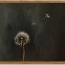 Vintage Dandelion Wall Art, Moody Floral Wall Decor Painting Dark Flower Poster Canvas Prints Picture Rustic Botanical for Living Room Bedroom Farmhouse 16x24 inch Wood Framed