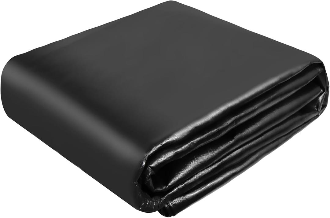 TEZONG Pond Liner, 20x30Ft Pond Liners for Outdoor, 28Mil PE Black Koi Fish Pond Liners, Reinforced Pond Underlayment for Ponds, Water Gardens, Waterfall, Stream, Fountains, Aquaculture, Agricultural