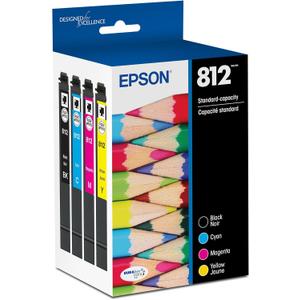 EPSON 812 DURABrite Ultra Ink Standard Capacity Black & Color Cartridge Combo Pack (T812120-BCS) Works with WorkForce Pro WF-7310, WF-7820, WF-7840, WorkForce EC-C7000