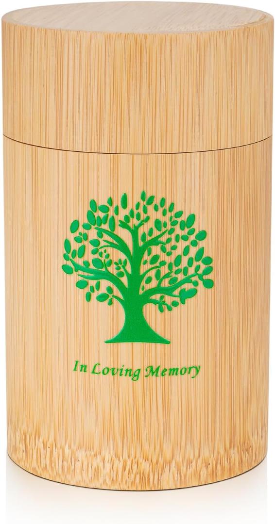 SOITIS Natural Bamboo Urns for Human Ashes - 4.7 Inch Keepsake with Tree of Life, Cremation Urn for Women Men, Small Urns for Human Ashes Keepsake, Decorative Eco Friendly Biodegradable Keepsake Urn