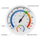 Indoor Outdoor Thermo-Hygrometer, 10 Inch Battery-Free, Dual Dial Large Numbers Analog Wall Thermometer Hygrometer, Classic Temperature Humidity Monitor for Patio, Nursery, Storage (White)