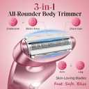 Cordless Electric Razors for Women: Rechargeable Painless Bikini Trimmer for Body Hair - IPX7 Waterproof Shaver with LED Display for Face/Underarm/Leg Light Pink Upgraded