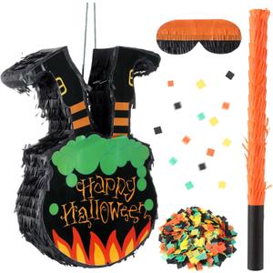 HyDren Halloween Witch Legs Piata for Halloween Party Supplies with Blindfold Bat Halloween Photo Prop Decoration