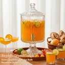 1.2 gallon Glass Drink Dispenser with Stand, Clear Glass Beverage Dispenser with Leakproof Spigot & Filter & Glass Lid, Party Large Drink Dispensers for Water, Lemonade, Juice, Cocktail, Tea