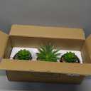 MyGift Succulents Plants Artificial, Fake Faux Indoor House Plants in Round Brown Ceramic Pots, Set of 3