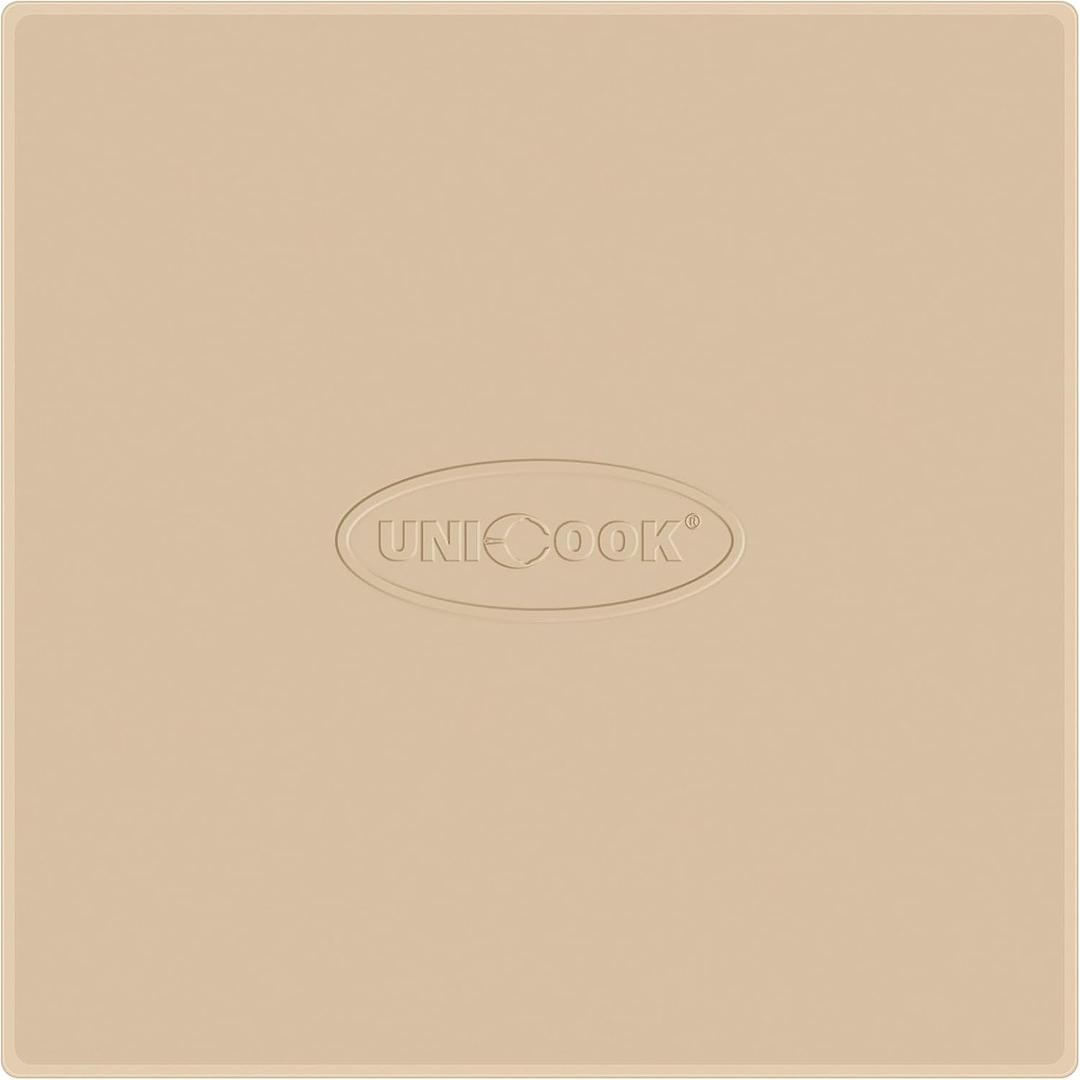 Unicook Pizza Stone for Oven and BBQ Grill, 13 Inch Square Baking Stone for Bread, Cordierite Thermal Shock Resistant Pizza Making Accessory for Oven and Grill, Including Dough Scraper