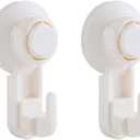 Suction Cup Hooks for Shower, Windows, Glass, Mirror, Tile, No Drill Shower Suction Hooks for Hanging Towels,Robes,Loofah, Removable and Reusable, 2 Pack