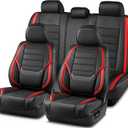 Skechers Seat Covers,Memory Foam Leather Car Seat Covers,Waterproof Car Seat Protector Full Sets,Car Seat Cushion Airbag Automotive Universal Fit for Most Cars,Vans,Trucks,SUV,Red (Black and Red)