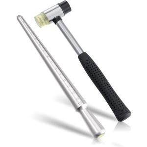Meowoo Ring Sizer, Can be Hammered Solid Ring Mandrel and Jewelry Rubber Mallet, Ntegrated Conical Solid Ring Mandrel Sizer Tools for Ring Repair and Measurement, Jewelry Sizing Measuring