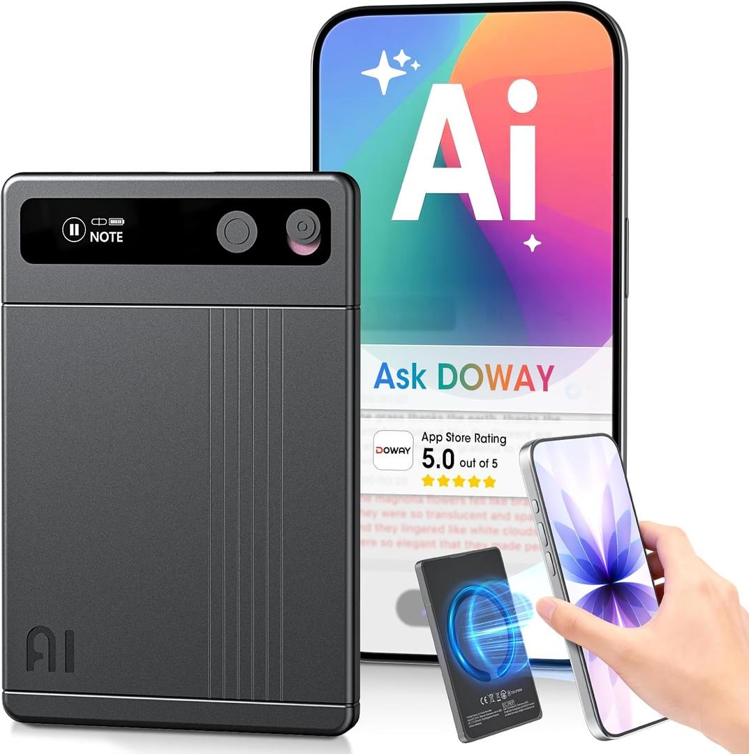 AI Voice Recorder - AI Note Taking Device with Transcribe & Summarize, Support 118 Languages, 64GB APP Control, AI Noise Cancellation, Clear Audio Recorder for Lectures, Meetings, Calls (Silver)