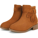 PiePieBuy Kids Girls Tie Knot Ankle Boots Chunky Low Block Heel Chelsea Dress Booties Winter Shoes With Zipper, Size 1