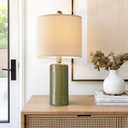 G-SAFAVA 20.25" Small Single Table Lamp for Bedroom Modern Ceramic Nightstand Lamp Farmhouse Bedside Lamp Boho Living Room End Side Table Lamp, Green