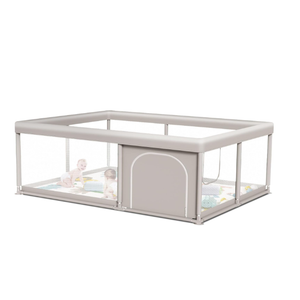 PlayPen for Babies and Toddlers, Sturdy Safety Play Yard for Indoor & Outdoor with Zipper Gates (65x55 Inch) Gray