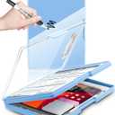 Clearview Clipboard with 2 Storage, Dry Erase 8.5x11 Heavy Duty ClipBoards - High Capacity Coaches Clip Board with Pen Holder - Side Opening Plastic Nursing Clip Case - Aqua Blue