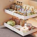 Pull Out Drawers for Cabinets 16.9" Deep, No Drill Adjustable Drawers &3 Slide Rails, Pull Out Cabinet organizer 16.9" inch for Bathroom, Pantry and Under Sink Storage 2pc Expandable( 12" - 21")