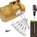 16 Pack Tent Stakes Heavy Duty - 8" Ground Anchors Screw in - Camping Stakes with Grow in The Dark Heads - Metal Threaded Tent Spikes with 1 Hex Head Driver, 1Stopper T Pull Hook and Storage Bag