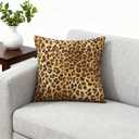 Floral Throw Pillow Covers 18x18 Inch Set of 2, Vintage Chinoiserie Decorative Pillow Cases for Couch Sofa Bed Living Room Home Decor (Leopard Print)