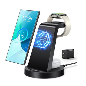 Wireless Charger for Samsung: 3 in 1 Wireless Charging Station for Samsung Galaxy Watch 8 7 6 5 4 3 Pro Classic Galaxy Buds - Charger Dock Stand for S25 S24 Ultra S23 S22 S21 Note Z Fold Android