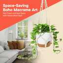 Black Hanging Self Watering Pots with Macrame Black Rope, 3 Pack Indoor & Outdoor Hanging Plant Pots with Built-in Reservoir, Wick Rope, Drainage Holes & Hooks, Stylish Boho Decor Hanging Planter