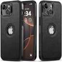JAROIE Classy Design Luxury Leather Phone Case for iPhone 13 Non-Slip Grip Full Body Ultra Slim Protective Case (2021,6.1”) (Black)
