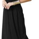KOH KOH Women's Split Sleeves Smocked Elegant Cocktail Long Maxi Dress (Black, XS)