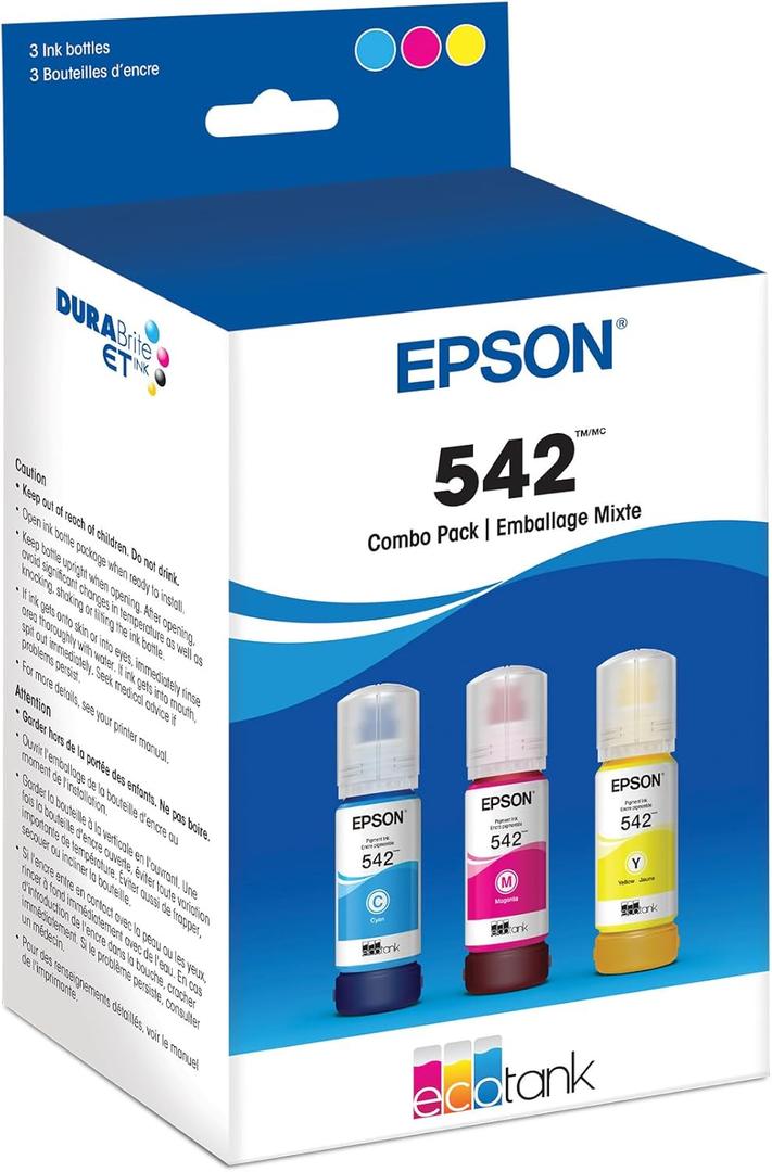 EPSON 542 EcoTank Pro Ink Ultra-high Capacity Bottle Color Combo Pack (T542520-S) Works with ET-5150, 5170,5180, 5800, 5850, 5880, 16600, 16650