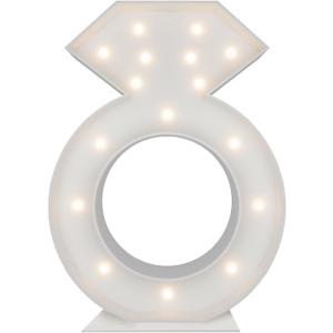 3FT Tall Marquee Light Up Diamond Ring Large DIY Mosaic Balloon Frame Pre Cut Kit for Bridal Shower, Engagement Party, Wedding Proposal Decorations Party Backdrop Decor