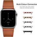 POWER PRIMACY Leather Bands Compatible with Apple Watch Band 49mm 46mm 45mm 44mm 42mm-Series 3 2 1,Genuine Leather Strap Compatible for Women Men iWatch Ultra SE Series 11 10 9 8 7 6 5 4(Brown/Silver)