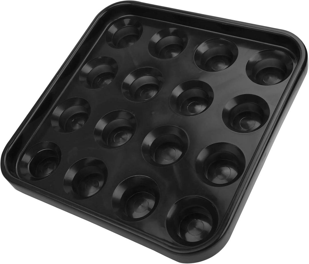 Syrisora 16 Holes Pool Snooker Billiard Ball Storage Holder Tray Billiards Supplies Accessories (Black)