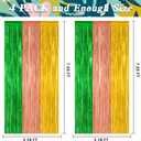 4 Pack Hawaiian Party Decorations, 3.28 FT x 7.05 FT Hawaii Tinsel Backdrop, Green Brown Yellow Foil Curtains Fringe Backdrop Party Streamer, Metallic Summer Decor Luau Party Decorations