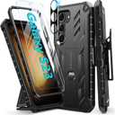 FNTCASE for Samsung Galaxy S23 Case : with Belt-Clip Holster & Kickstand Heavy Duty Rugged Shockproof Protective Phone Shell | Military Grade Protection Durable Cover for Galaxy S23 - Black (Galaxy S23 6.1 inch)