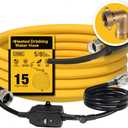 UTOOL 15 FT Heated Water Hose for RV Camper with 90 Degree Elbow, NSF 372 Drinking Water Certified Garden Hose, Automatic Thermostat Antifreeze Protection to -40F, 5/8" ID, 3/4" GHT Adapter