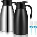 68oz Thermal Coffee Carafe, 2 Pack Airpot Insulated Coffee Carafes for Keeping Hot, Thermos for Hot Drinks Coffee Thermos for Keeping 12 Hours Hot, 24 Hours Cold (Silver, Black)