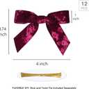 LaRibbons 12 Pack Burgundy Velvet Christmas Bows for Gift Wrapping, 4" x 3.74" Decorative Velvet Gift Bows with Twist Tie for Presents, Tree, Wreath & Holiday Decorations