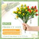 4 Pcs Artificial Lemon Pomegranate Branches Faux Pomegranate Fruit Stem with Green Leaves Fake Lemon Decoration 12'' High for Kitchen Home Hotel Table Farmhouse Fall Centerpieces Decor