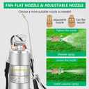 2 Gallon Stainless Steel Pump Sprayer - Hand Pump Sprayer with Pressure Gauge, Safety Valve&Adjustable Nozzle and Flat Nozzle, Garden Weed Sprayer with 20 Wand & 3FT Hose, Non-Corrosive Viton Seals