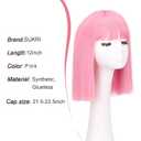 SUKRI Pink Bob Wig With Bangs - Short Straight Bob Bangs Wig, 12Inch Heat Resistant Synthetic Hair, Natural Looking For Daily Party Use