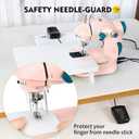 Magicfly Mini Sewing Machine with Extension Table, Dual Speed Portable Sewing Machine for Beginners with Light, Sewing Kit for Household Use, Pink